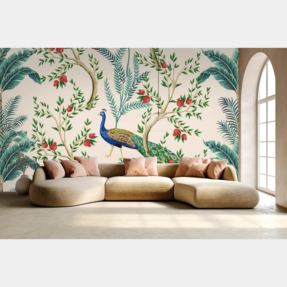 Fototapete pfau zwischen granatästen – Wallnifity®