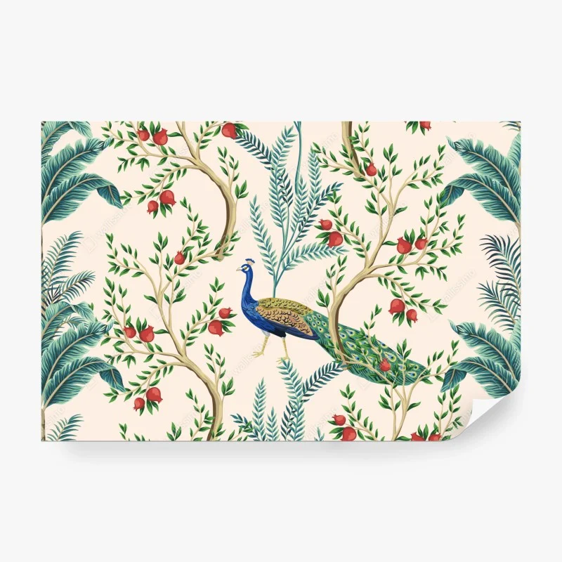 Fototapete pfau zwischen granatästen