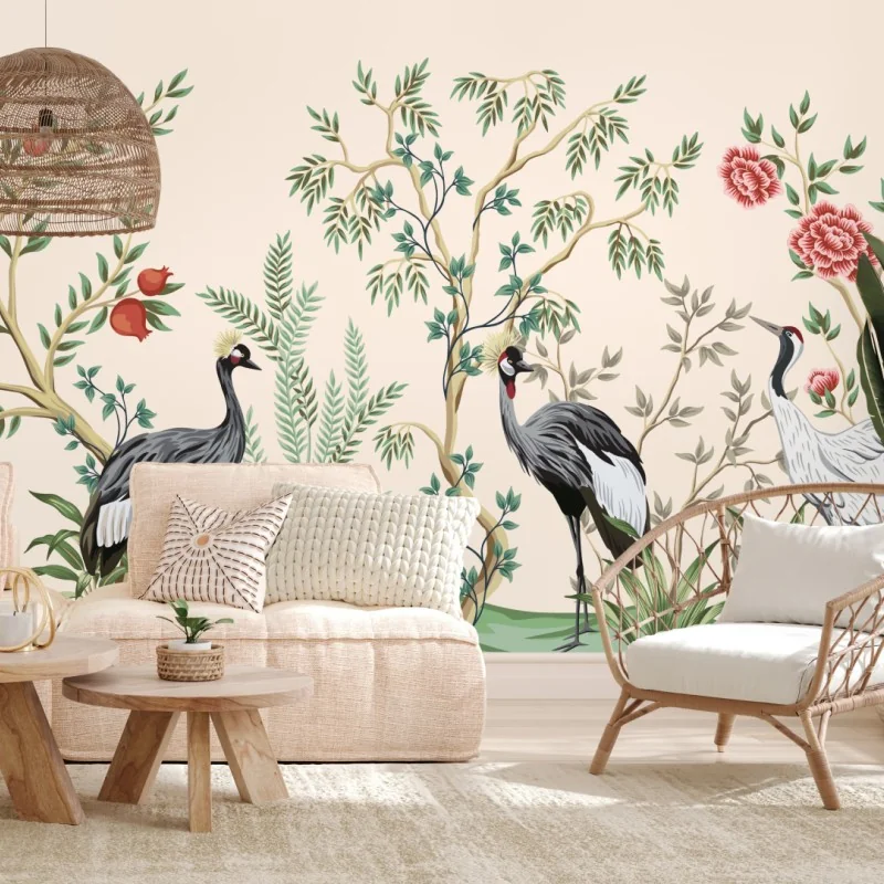 Fototapete orientalischer kranichgarten