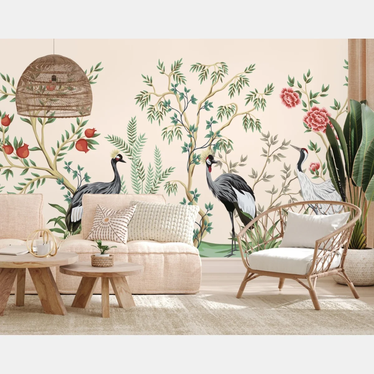 Fototapete orientalischer kranichgarten – Wallnifity® Fototapete orientalischer kranichgarten – Wallnifity®