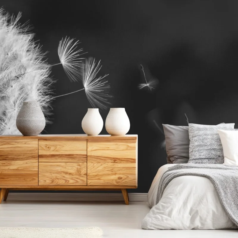 Fototapete schwebende löwenzahnsamen