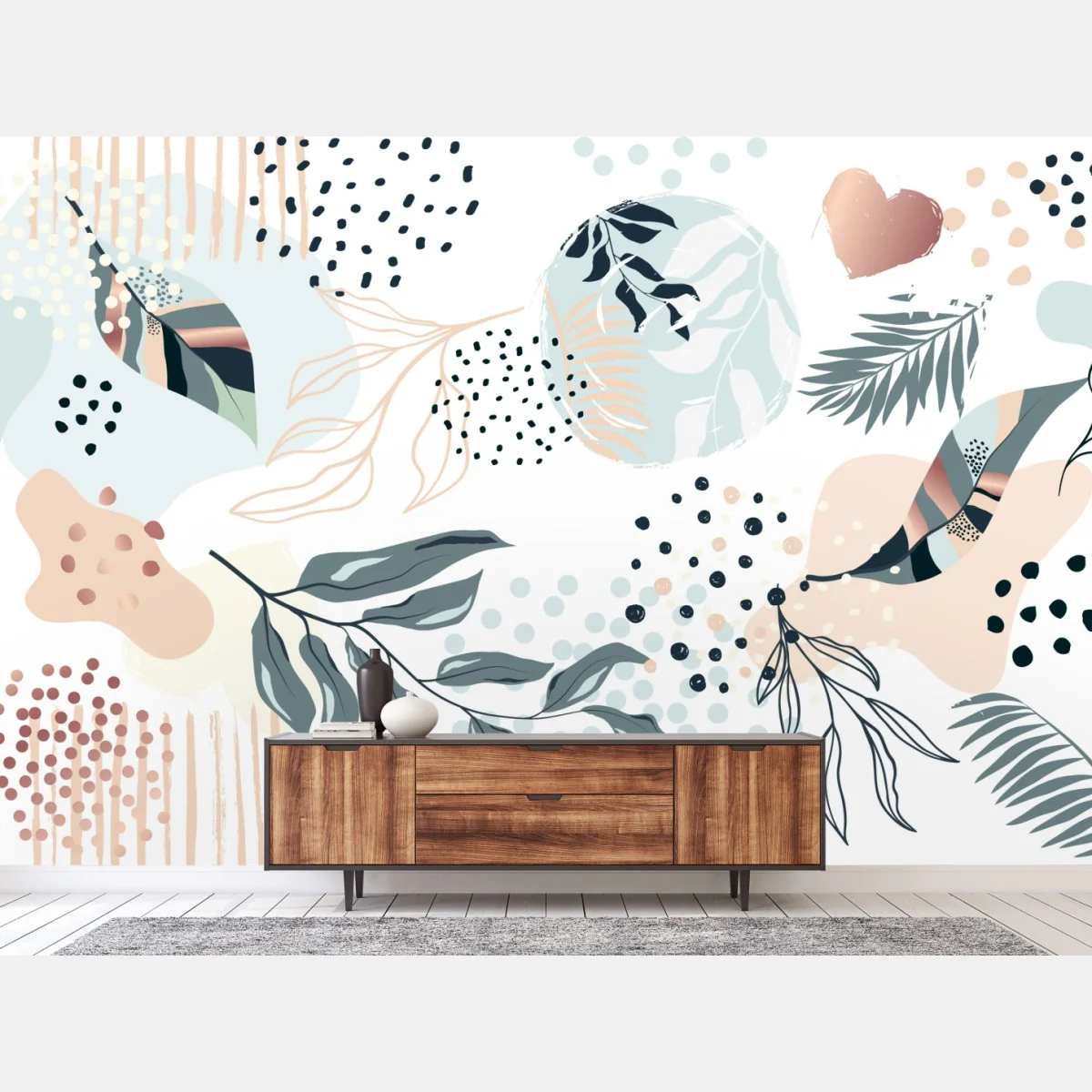 Fototapete pastellfarbenes botanisches abstraktes muster – Wallnifity® Fototapete pastellfarbenes botanisches abstraktes muster – Wallnifity®