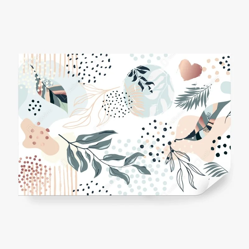 Fototapete pastell magnolienmuster auf türkisfarbenem hintergrund – Wallnifity®