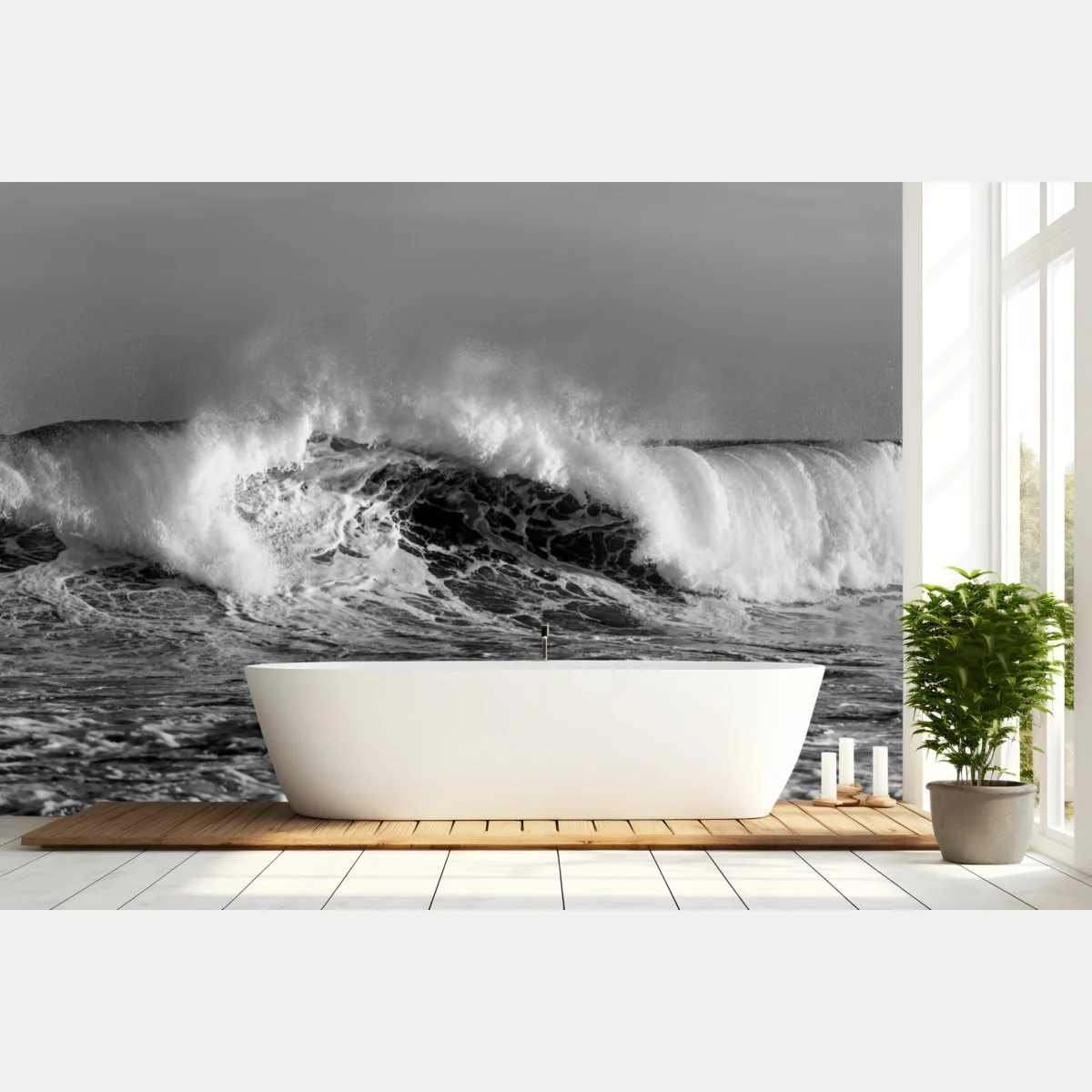 Fototapete dramatische schwarzweiß-welle des ozeans – Wallnifity® Fototapete dramatische schwarzweiß-welle des ozeans – Wallnifity®