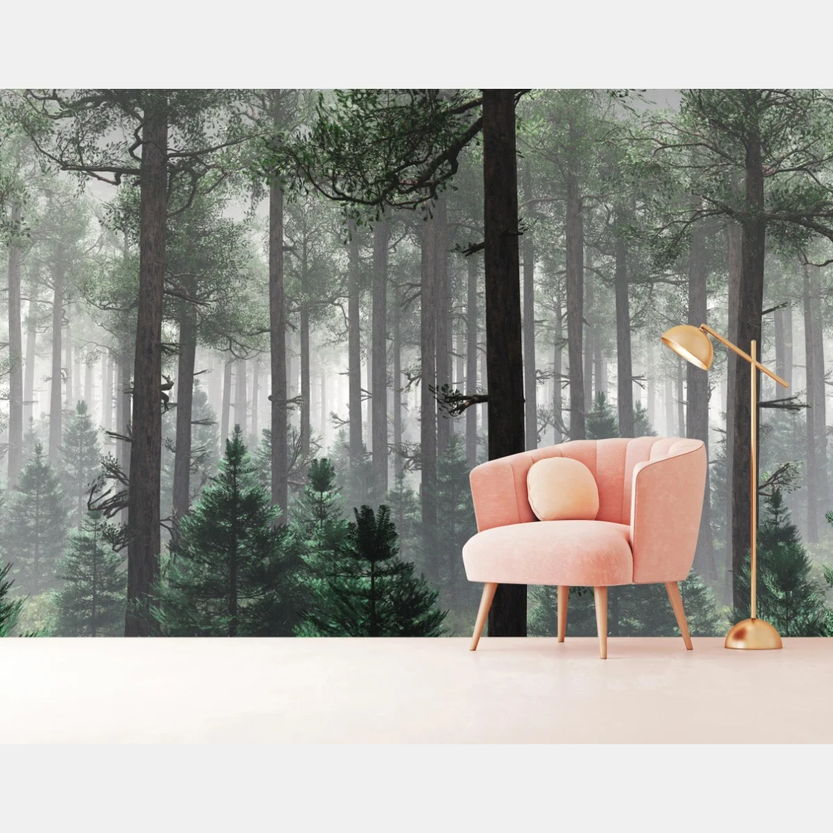 Fototapete nebliger immergrüner wald – Wallnifity®