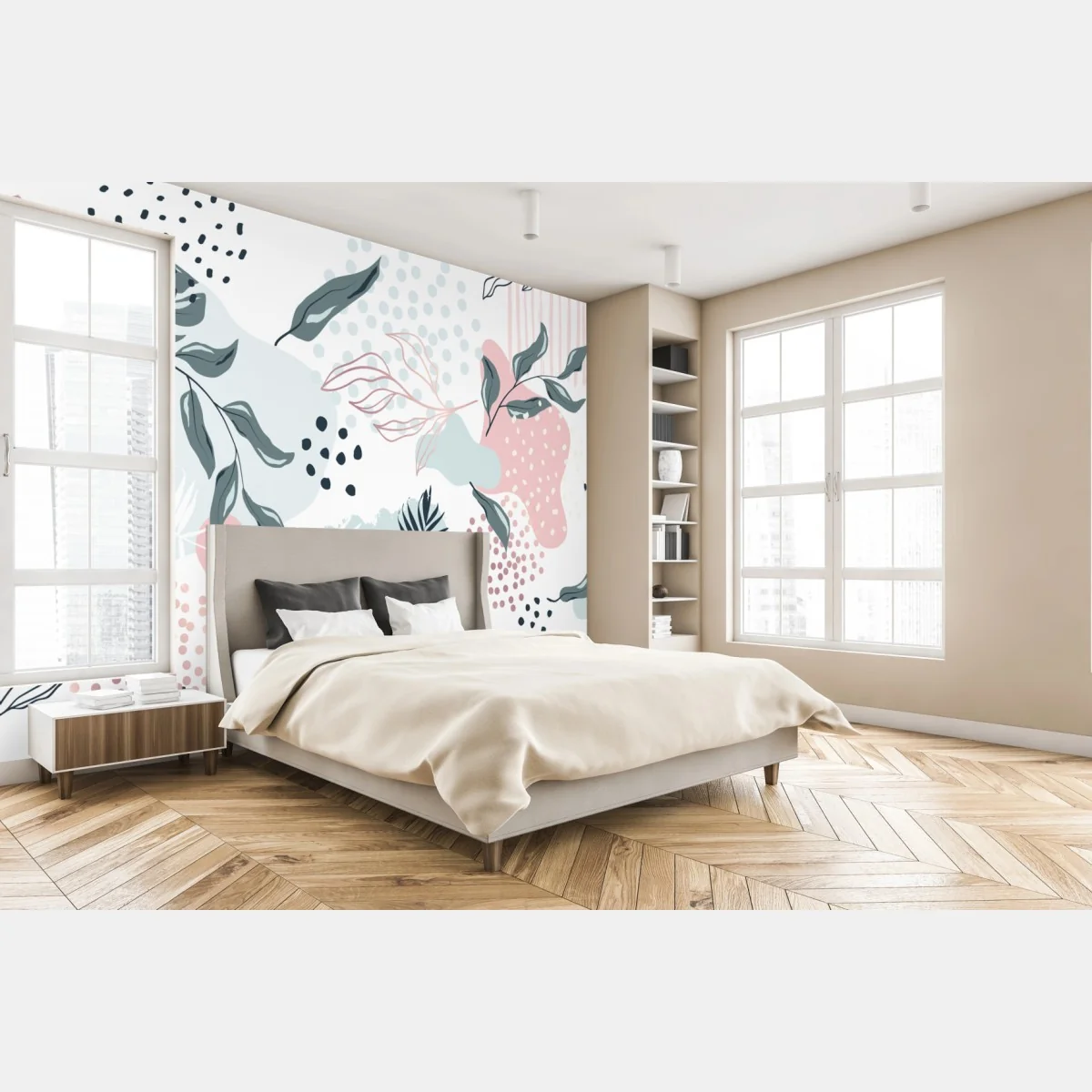 Fototapete pastellfarbenes botanisches abstraktes muster – Wallnifity® Fototapete pastellfarbenes botanisches abstraktes muster – Wallnifity®