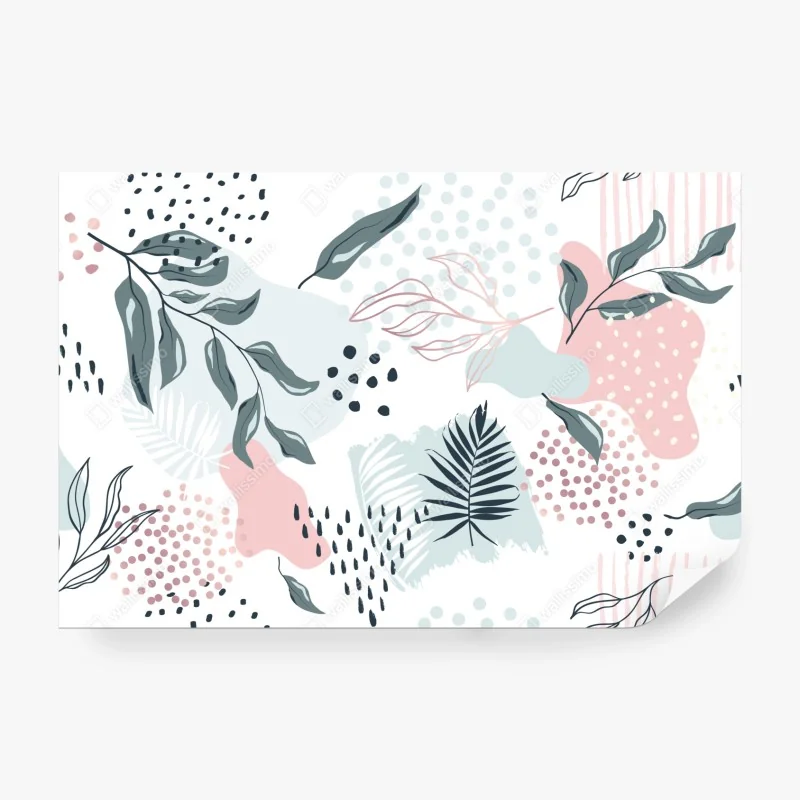 Fototapete pastellfarbenes botanisches abstraktes muster