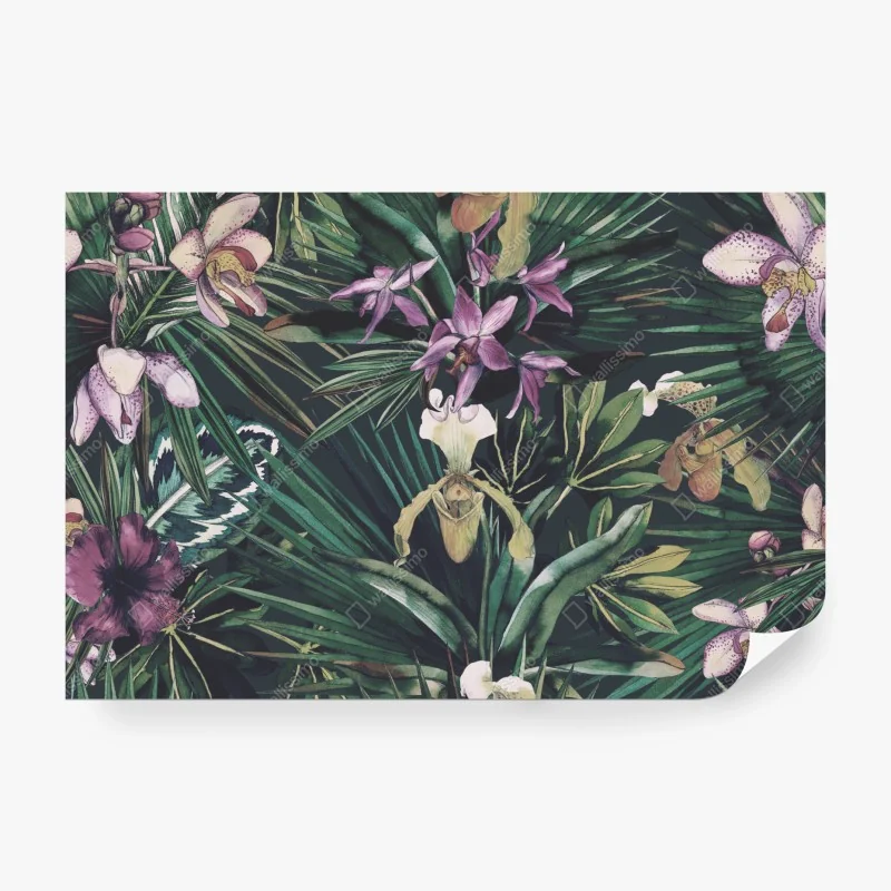 Fototapete nebliger sonnenaufgang über waldsee – Wallnifity®