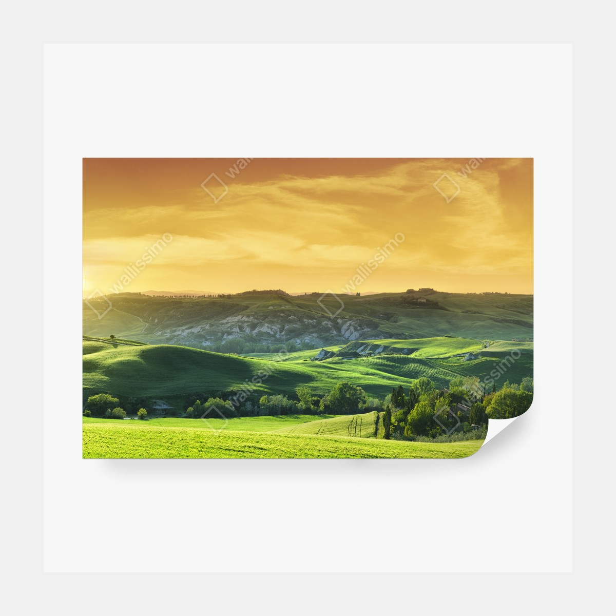 Fototapete Toskana hügel im sonnenuntergang – Wallnifity® Fototapete Toskana hügel im sonnenuntergang – Wallnifity®