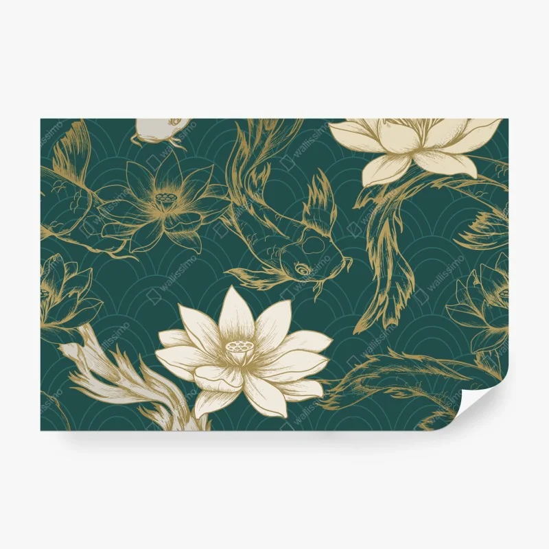 Fototapete türkise berge mit goldenen akzenten – Wallnifity®