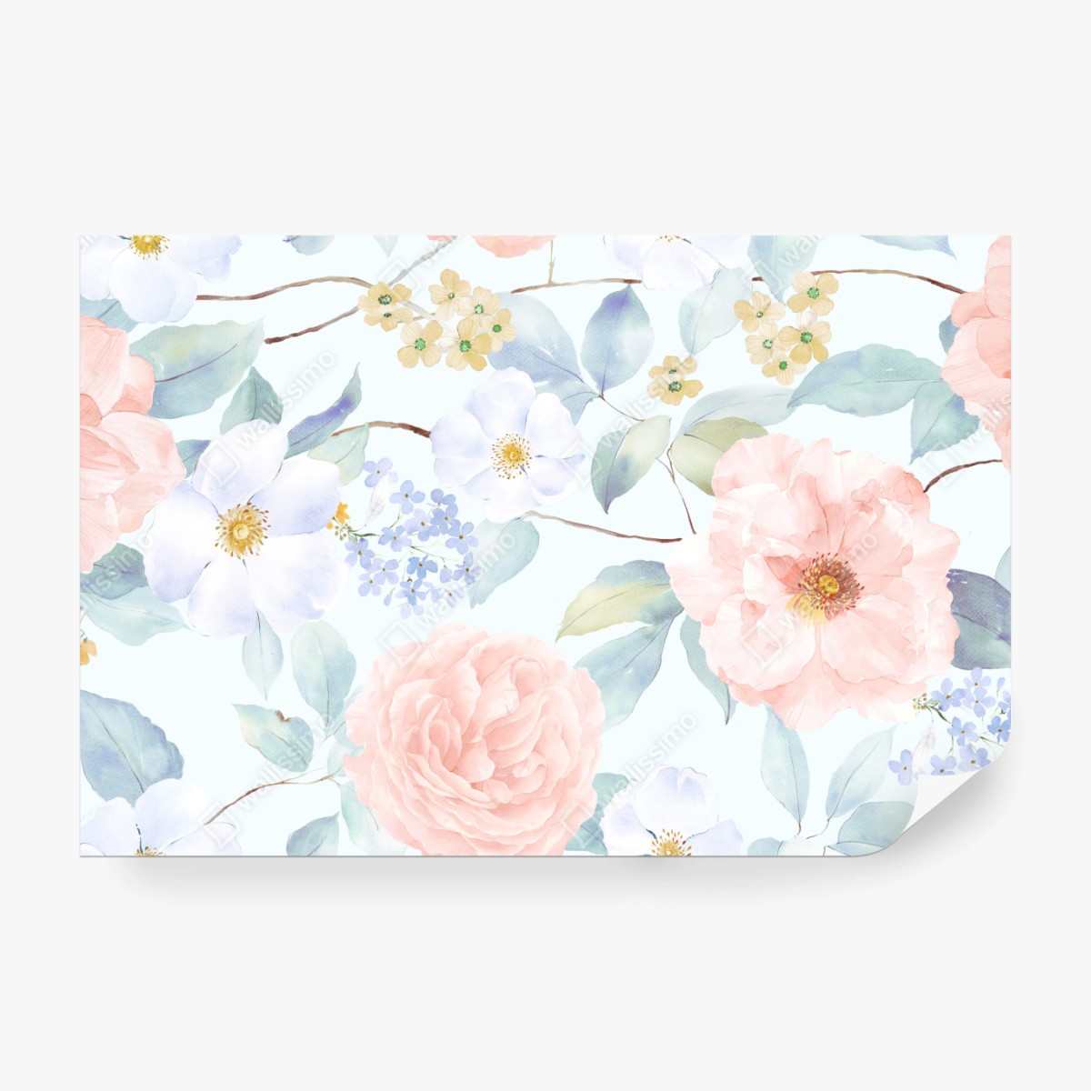 Fototapete zarte pastellblumen in aquarell – Wallnifity®