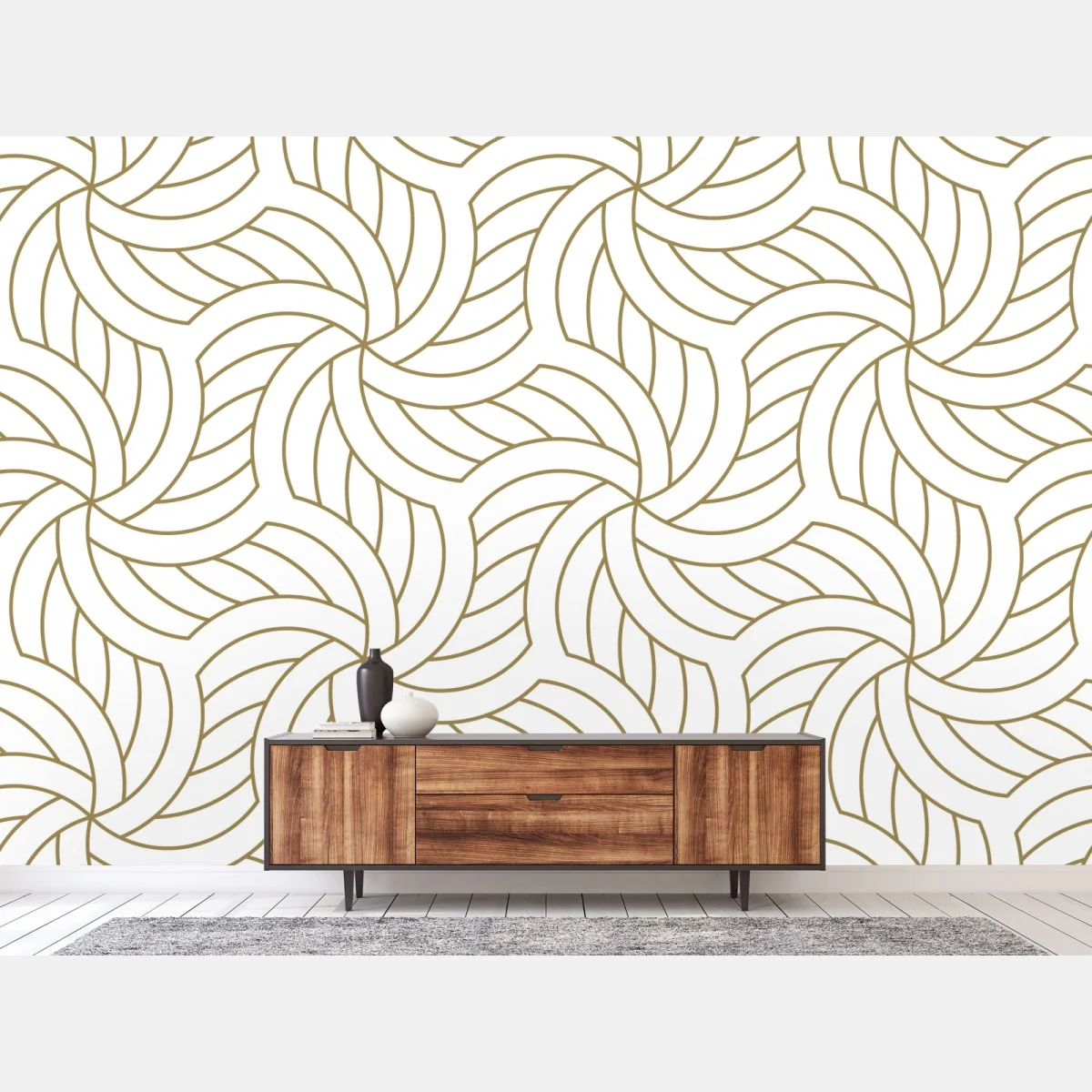 Fototapete goldenes geometrisches wirbelmuster – Wallnifity®