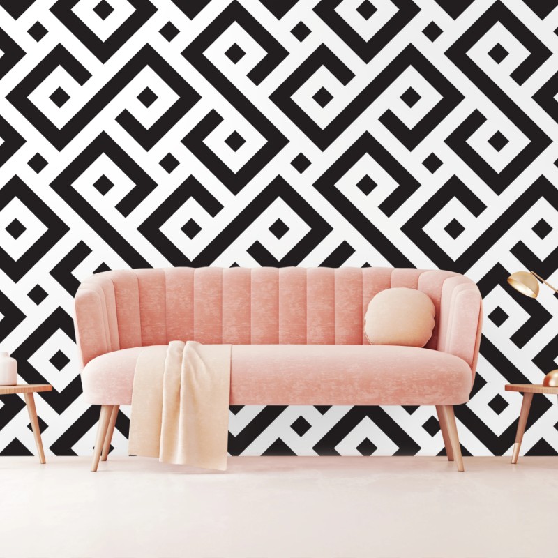 Fototapete zeitloses schwarz-weiß geometrisches muster