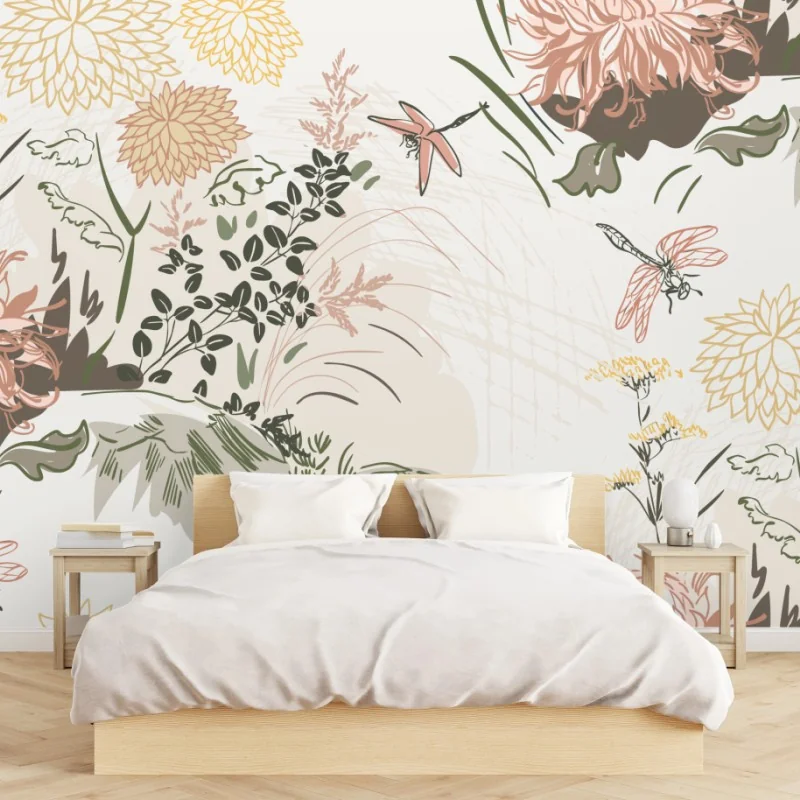 Fototapete zartes pastell-blumenmuster