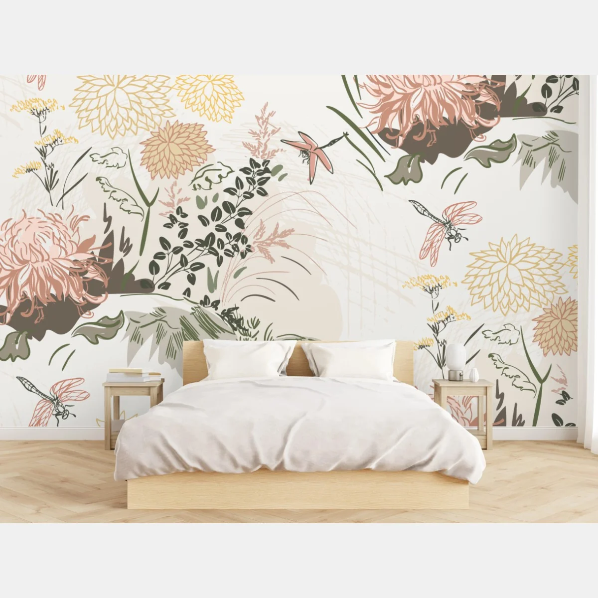 Fototapete zartes pastell-blumenmuster – Wallnifity®