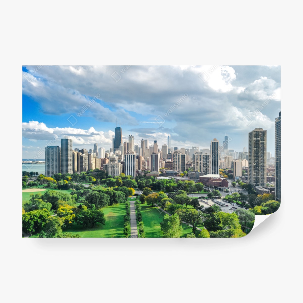 Fototapete stadtpanorama über grünem park – Wallnifity® Fototapete stadtpanorama über grünem park – Wallnifity®