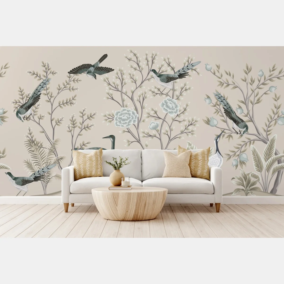 Fototapete elegante vögel und blühende zweige – Wallnifity® Fototapete elegante vögel und blühende zweige – Wallnifity®