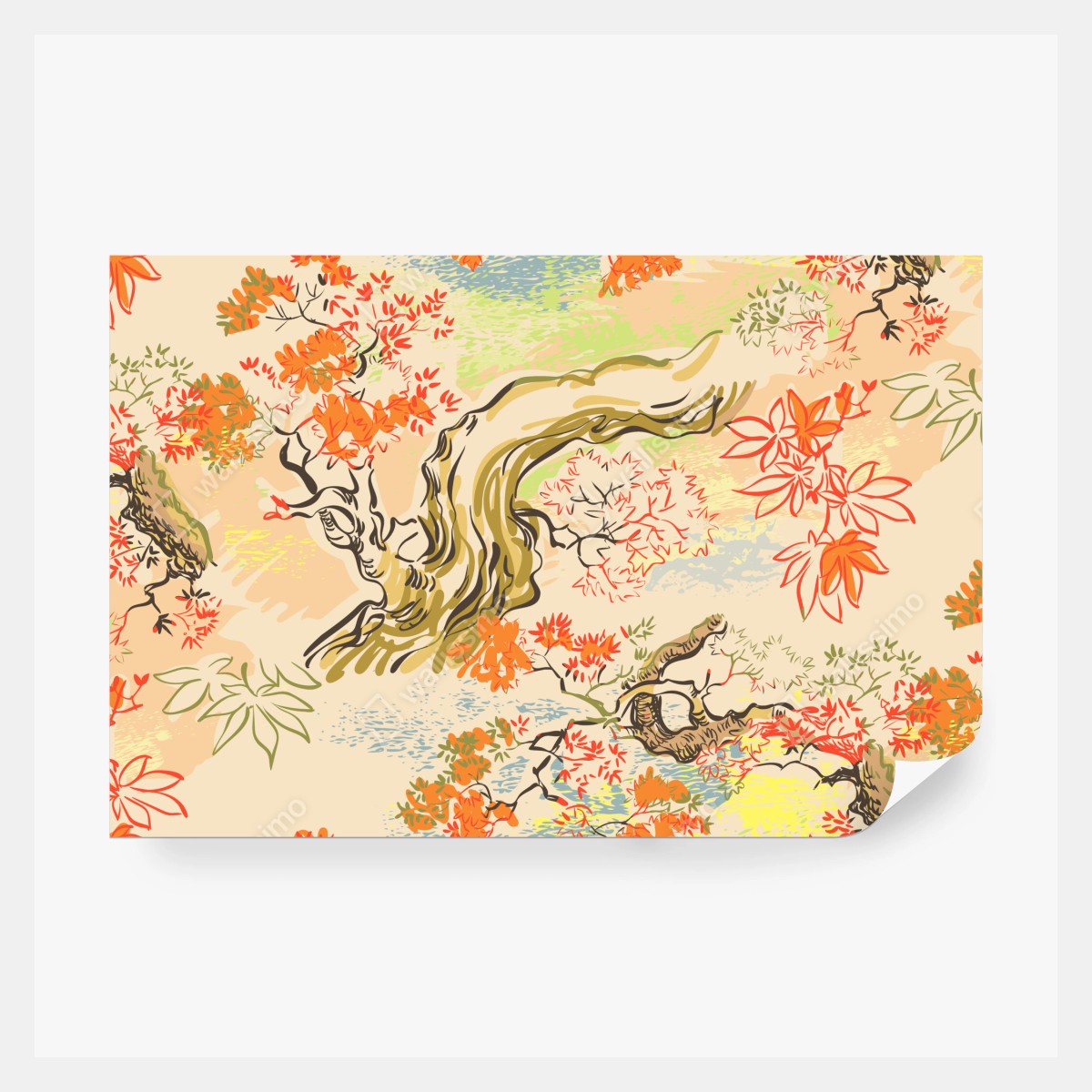 Fototapete orientalisches baummuster mit blättern – Wallnifity® Fototapete orientalisches baummuster mit blättern – Wallnifity®