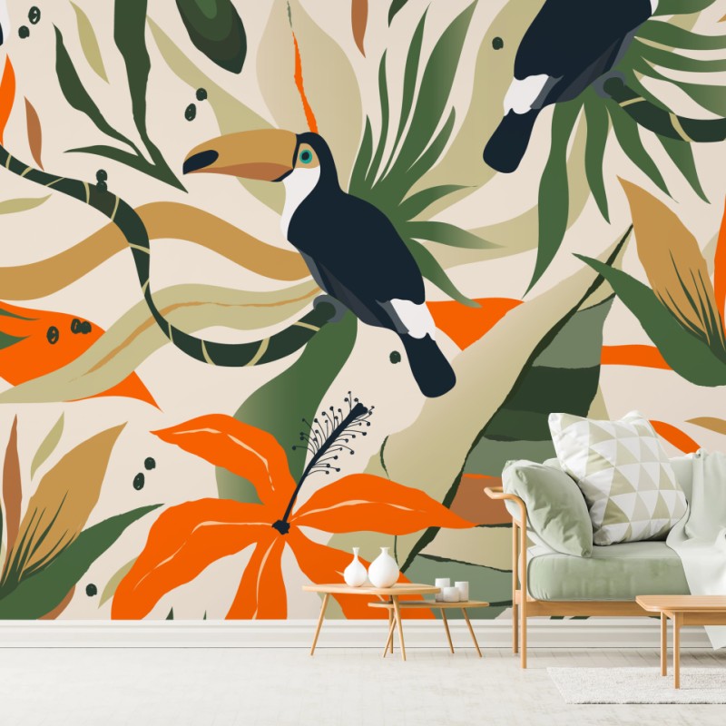 Fototapete tropisches tukanmuster