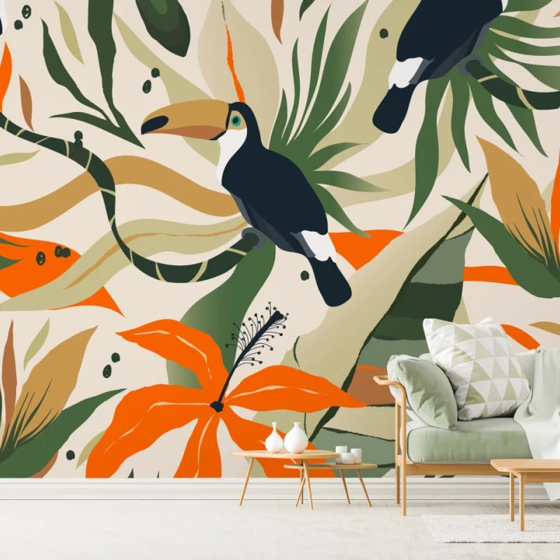 Fototapete tropisches tukanmuster