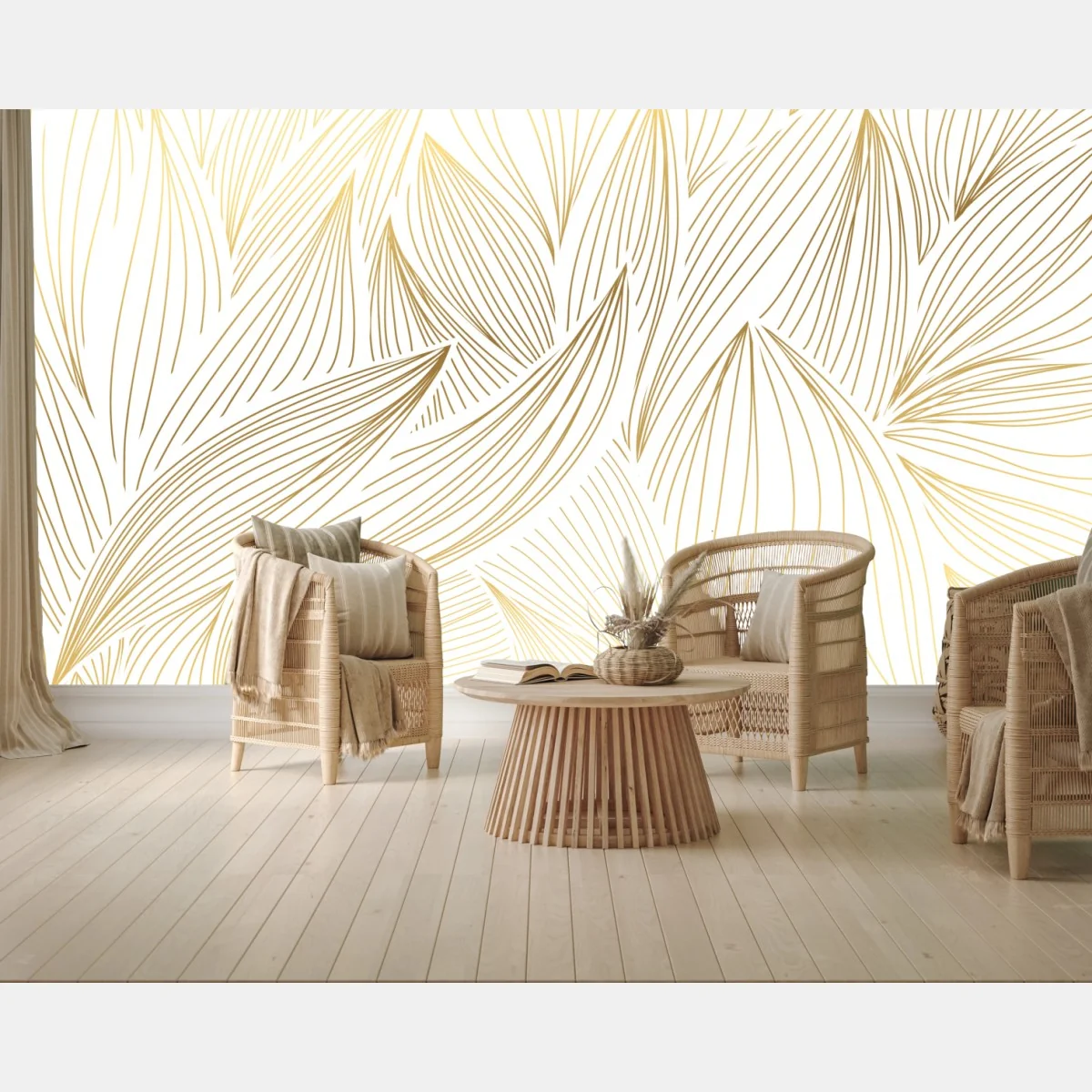 Fototapete goldene blattlinien – Wallnifity® Fototapete goldene blattlinien – Wallnifity®