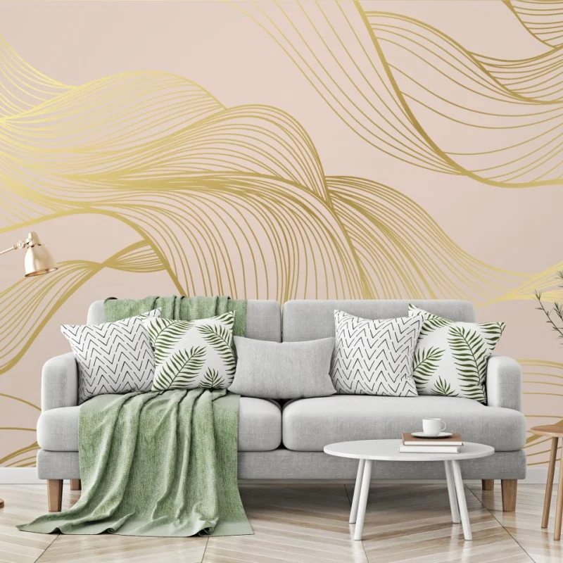 Fototapete abstraktes muster goldener wellen