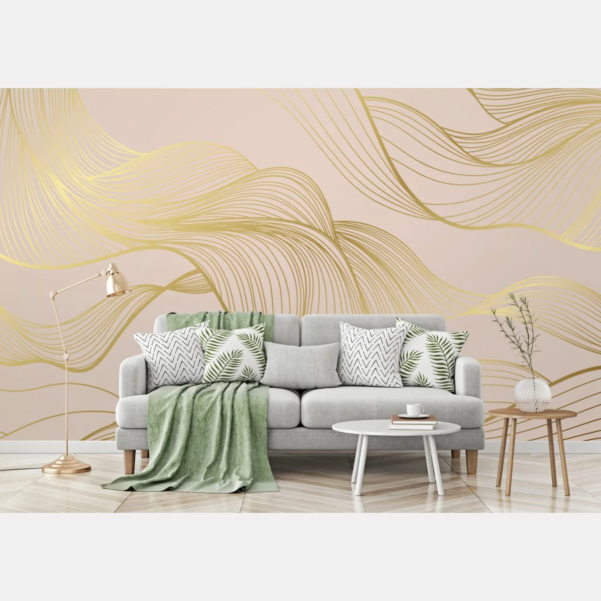 Fototapete abstraktes muster goldener wellen – Wallnifity® Fototapete abstraktes muster goldener wellen – Wallnifity®