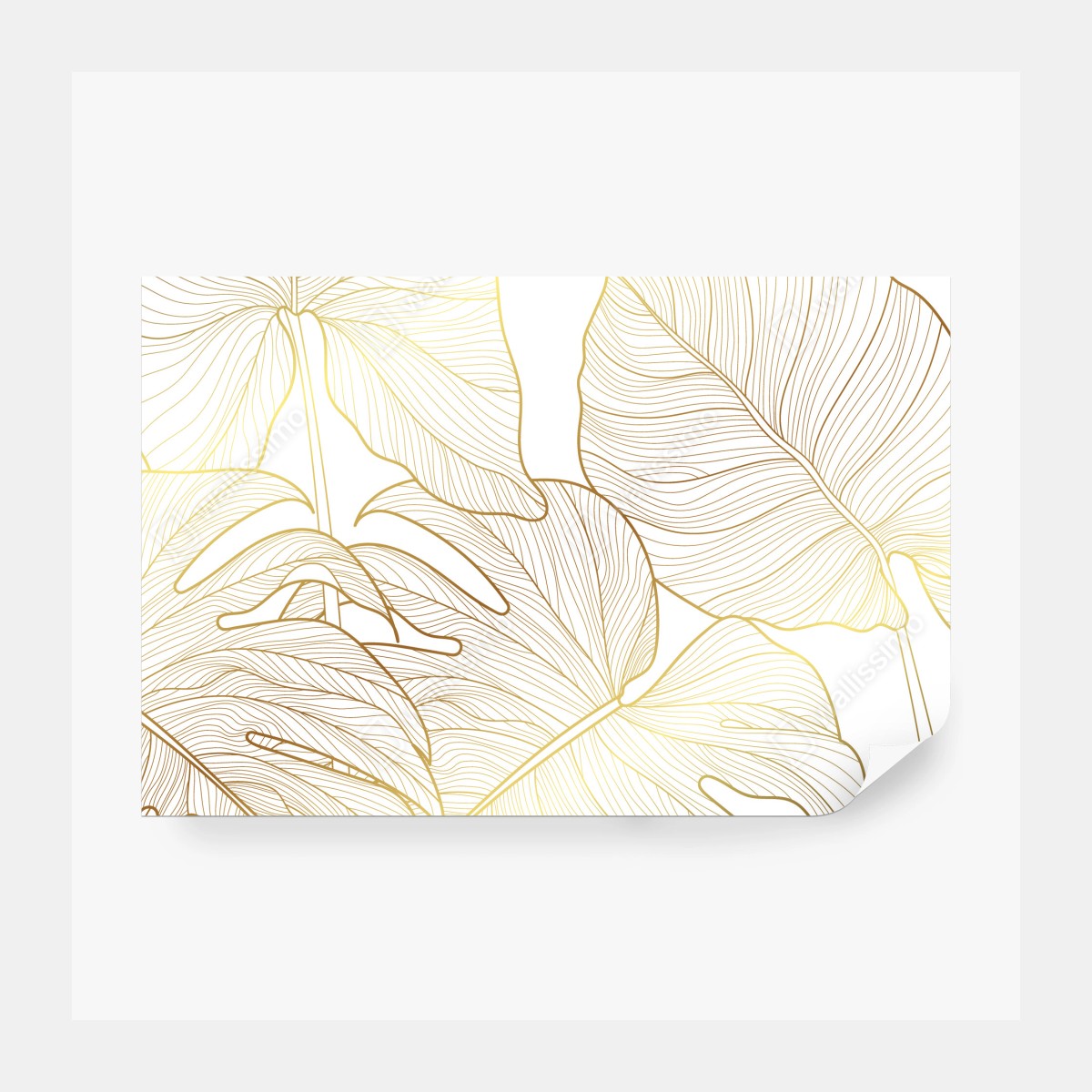 Fototapete goldene botanische blattzeichnung – Wallnifity®