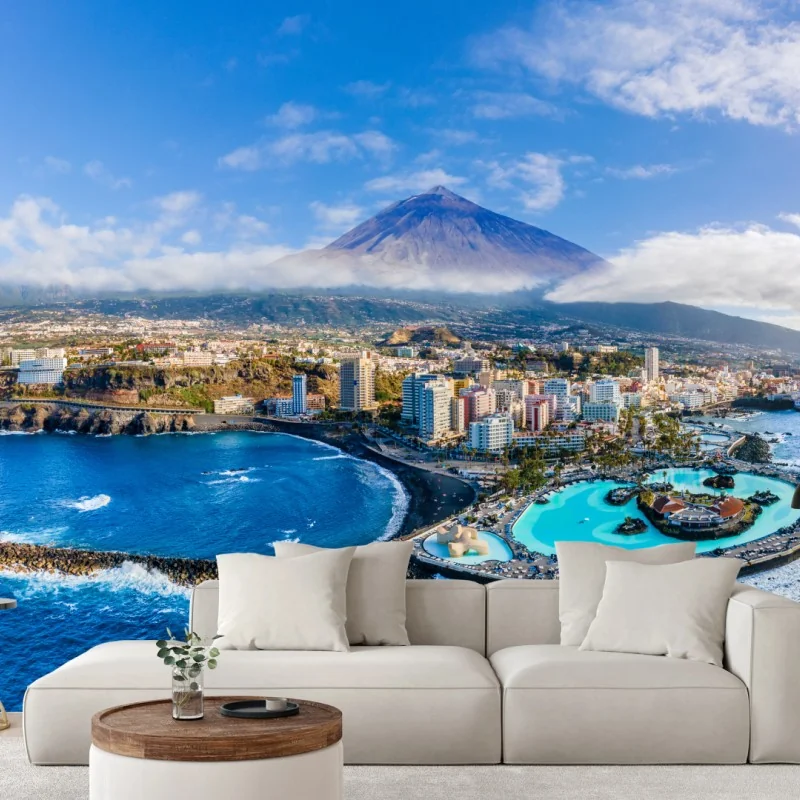 Fototapete luftpanorama der küste von Teneriffa mit dem Mount Teide