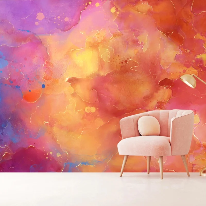 Fototapete lebhafte aquarell-abstraktion in warmen tönen