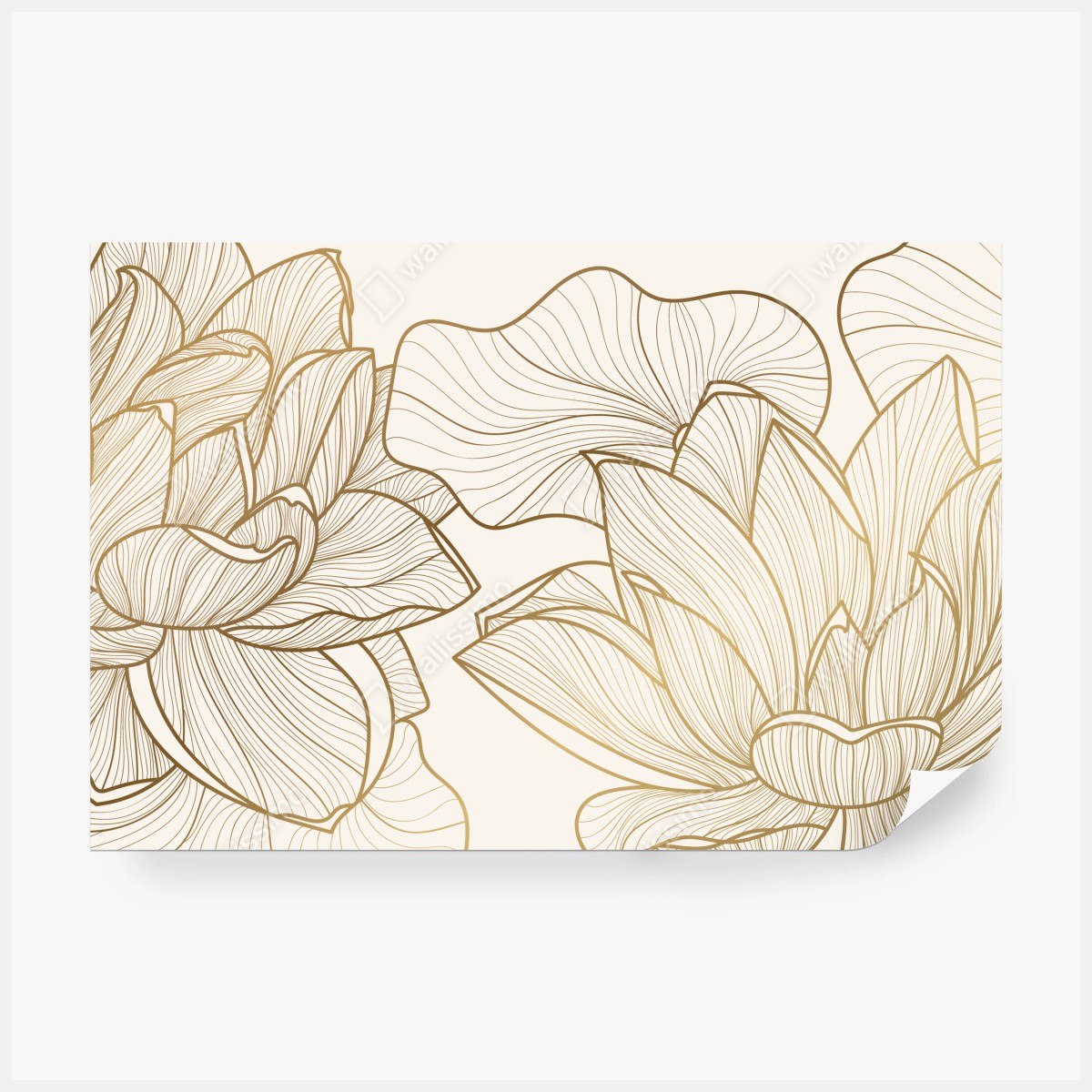 Fototapete elegante goldene linien blumenillustration – Wallnifity® Fototapete elegante goldene linien blumenillustration – Wallnifity®