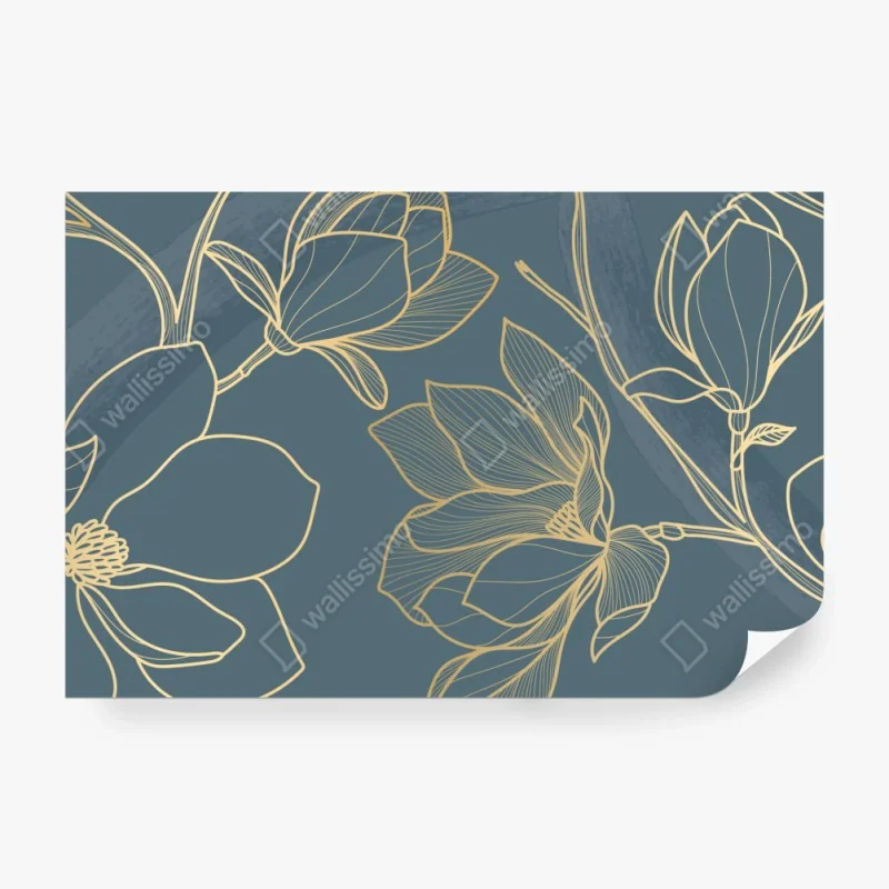 Fototapete goldenes lilienmuster auf dunklem hintergrund – Wallnifity®