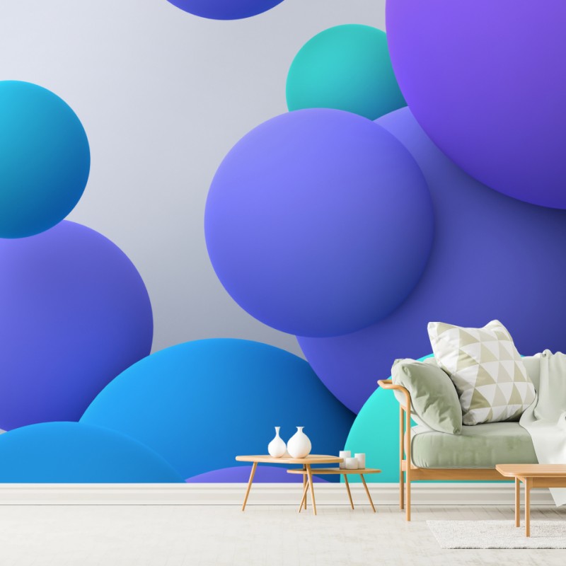 Fototapete bunte schwebende kugeln 3d abstrakt