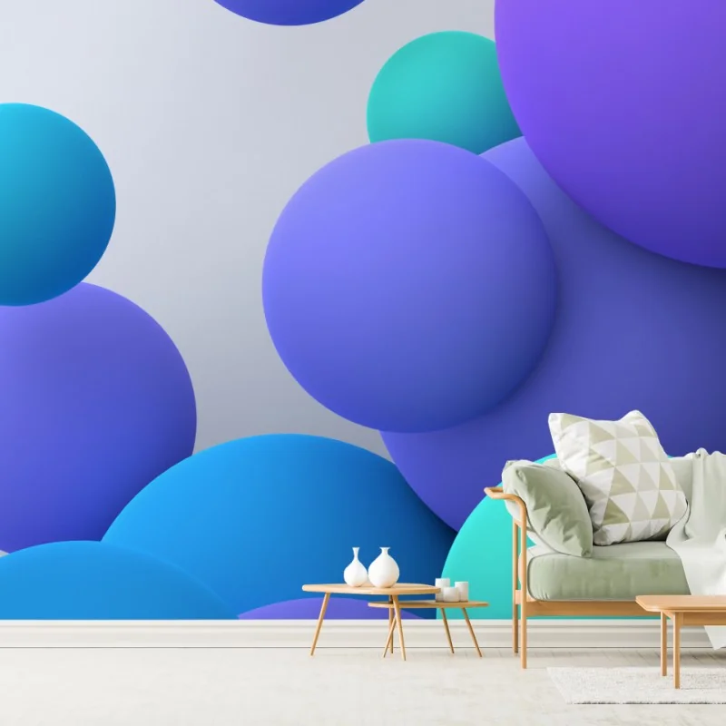 Fototapete bunte schwebende kugeln 3d abstrakt