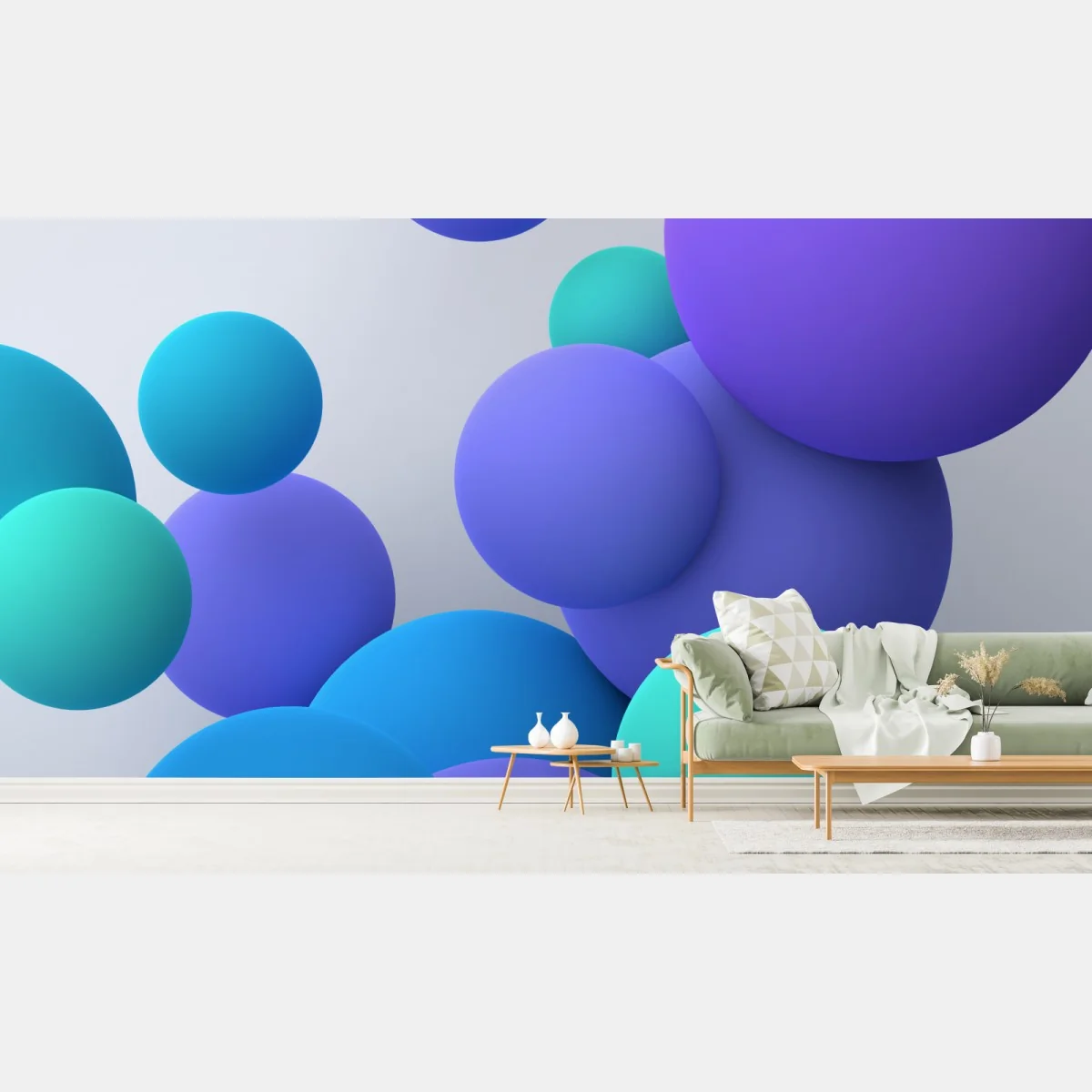 Fototapete bunte schwebende kugeln 3d abstrakt – Wallnifity®