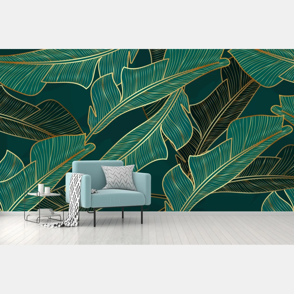 Fototapete goldene tropische bananenblätter – Wallnifity®