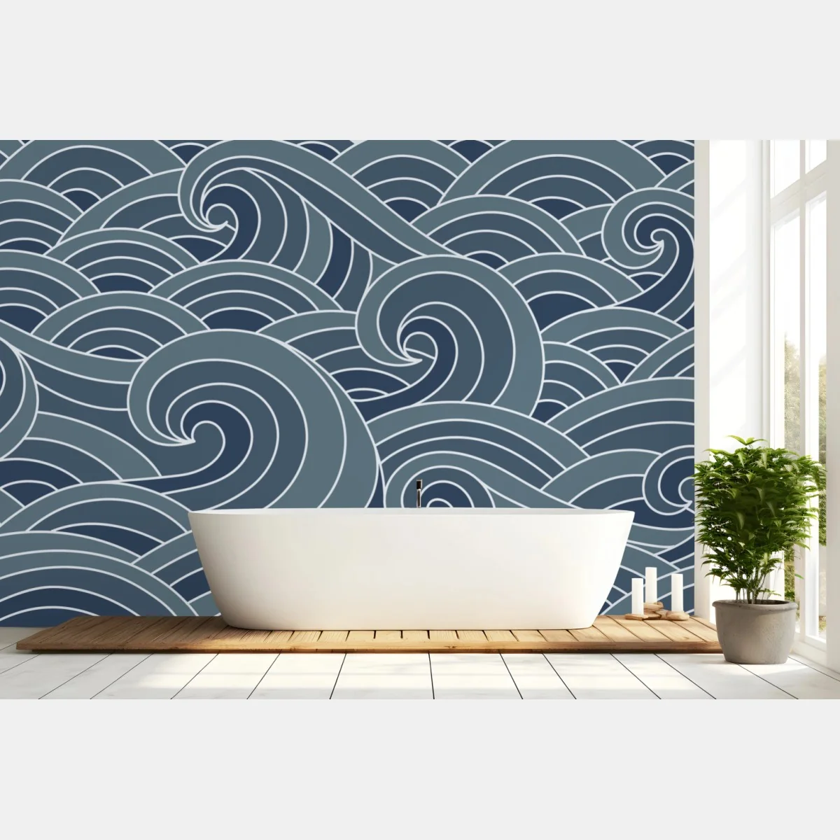 Fototapete stilisiertes wellenmuster – Wallnifity®