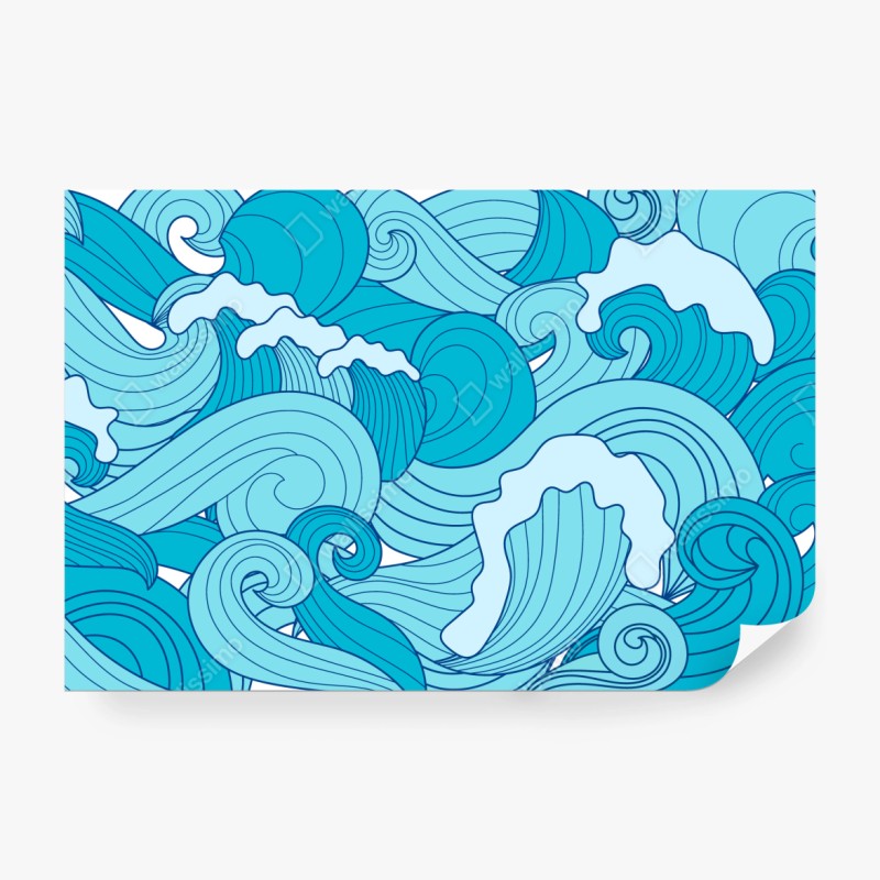 Fototapete blaue ozeanwellen illustration