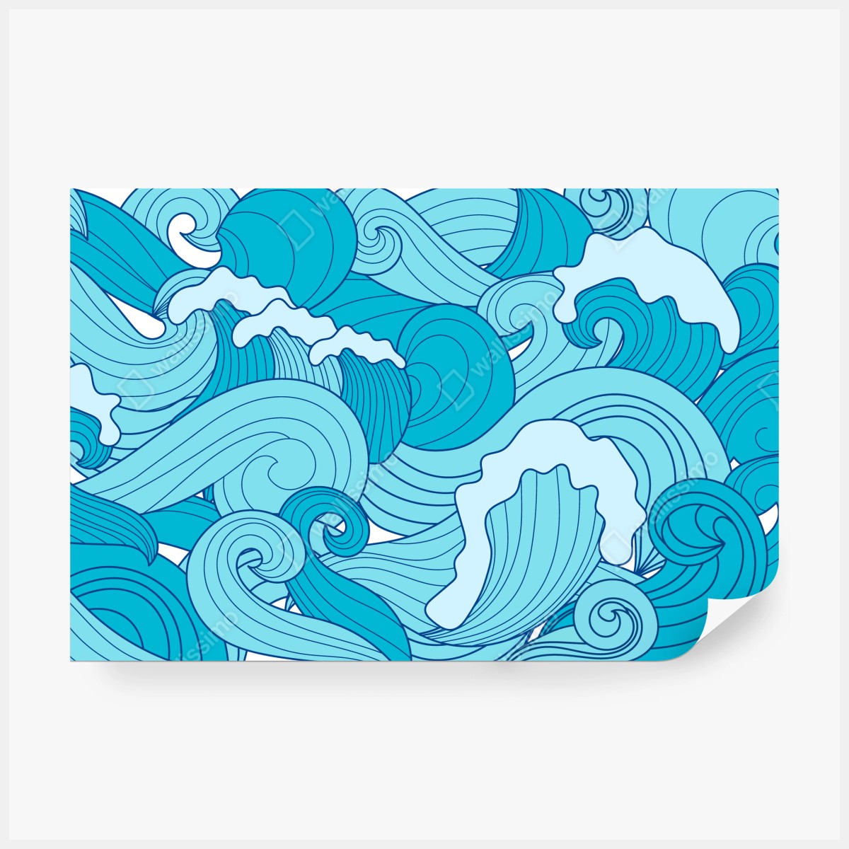 Fototapete blaue ozeanwellen illustration – Wallnifity®