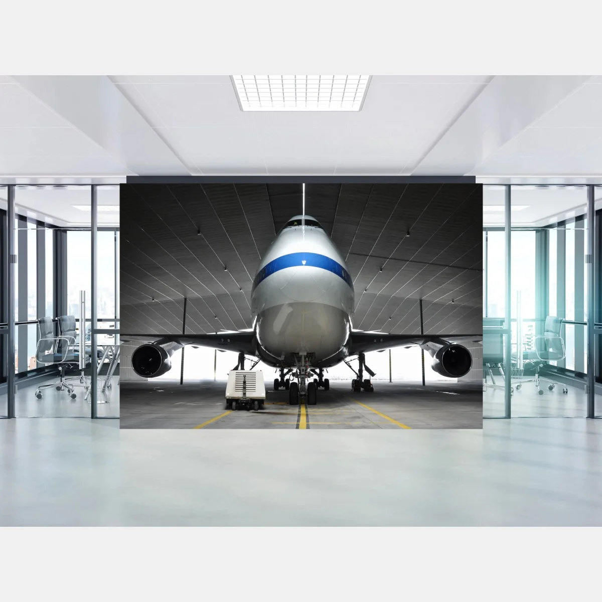 Fototapete frachter im hangar - frontansicht des jets – Wallnifity® Fototapete frachter im hangar - frontansicht des jets – Wallnifity®