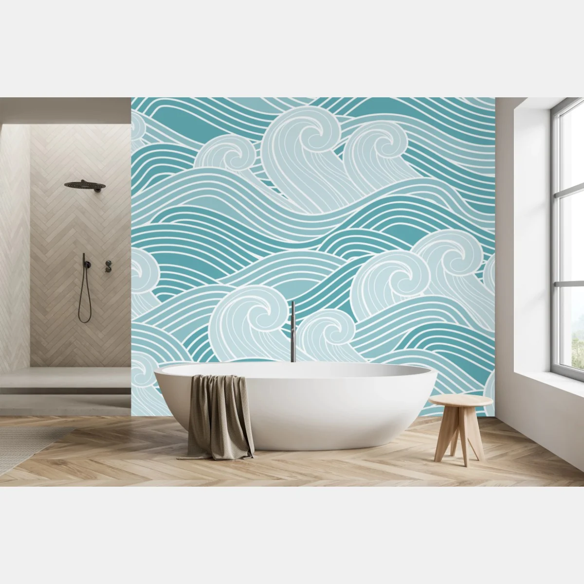 Fototapete ruhiges türkisfarbenes wellenmuster – Wallnifity®