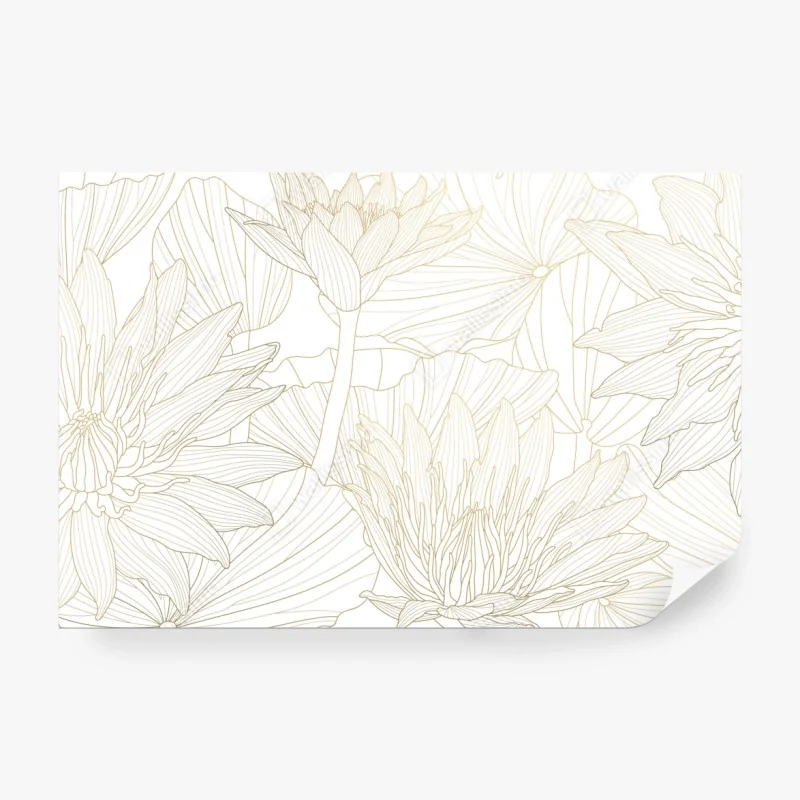 Fototapete zarte goldene blütenlinien