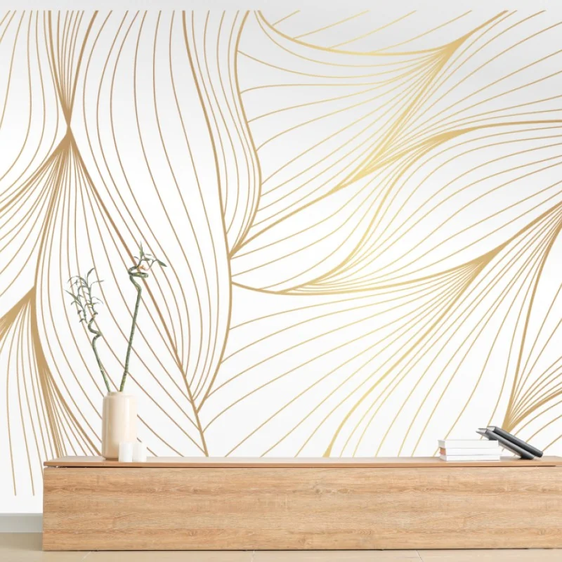 Fototapete goldene fließende linien abstraktes design