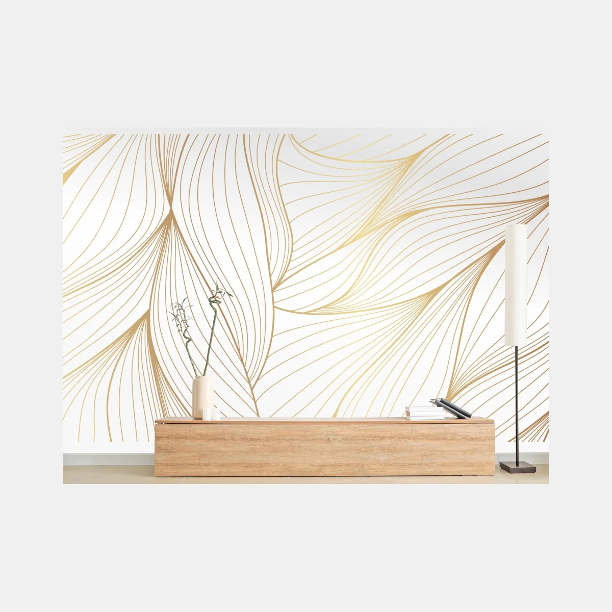 Fototapete goldene fließende linien abstraktes design – Wallnifity® Fototapete goldene fließende linien abstraktes design – Wallnifity®