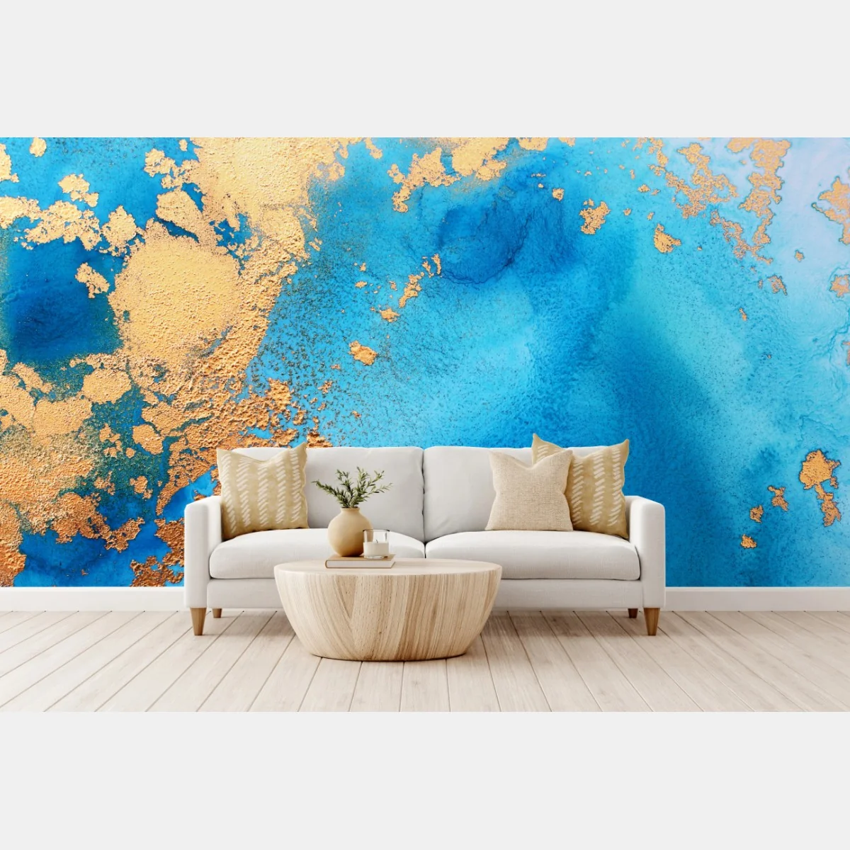 Fototapete blau-gold abstrakte ozeantextur – Wallnifity® Fototapete blau-gold abstrakte ozeantextur – Wallnifity®