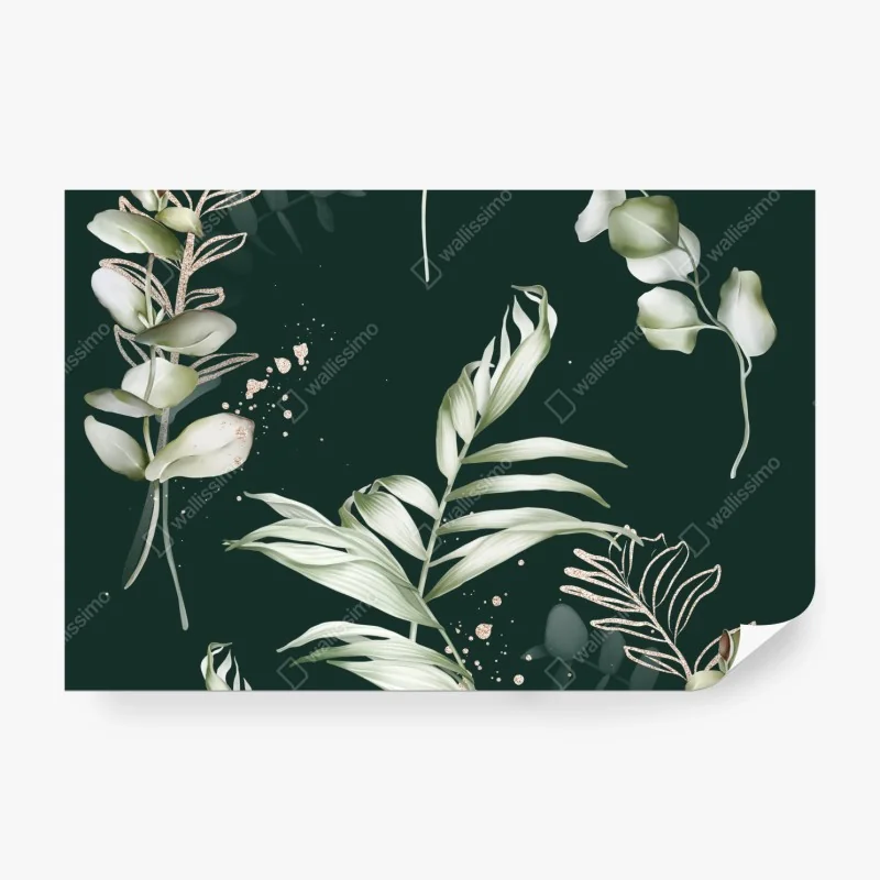 Fototapete goldenes lilienmuster auf dunklem hintergrund – Wallnifity®