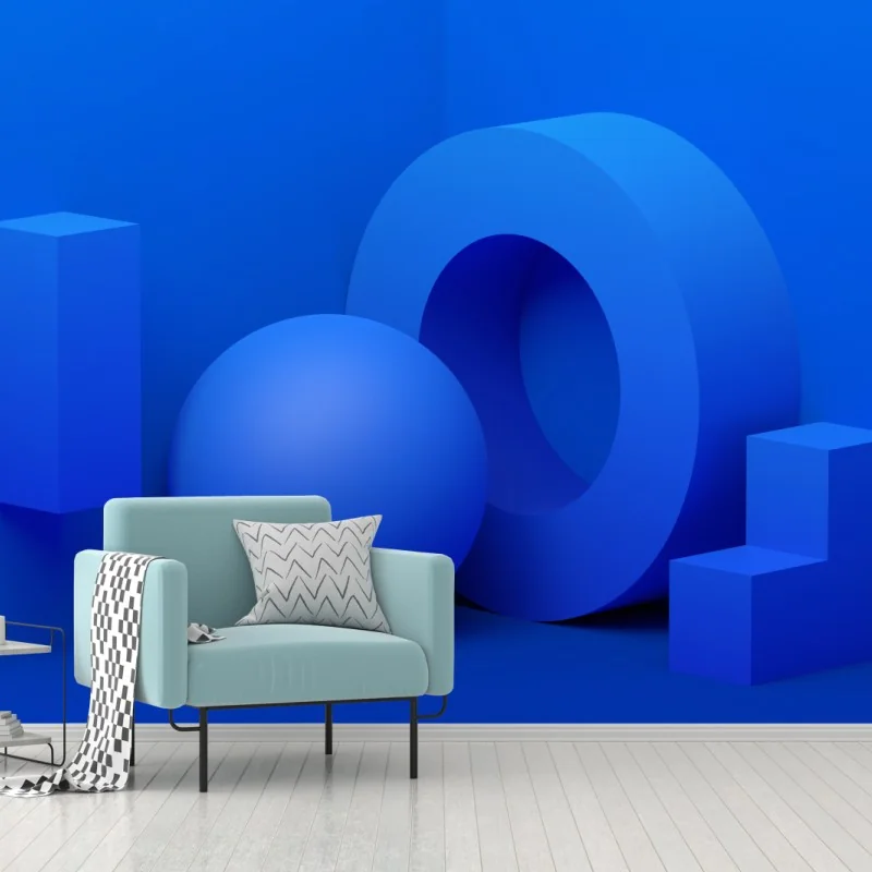 Fototapete blaue geometrische 3d-komposition
