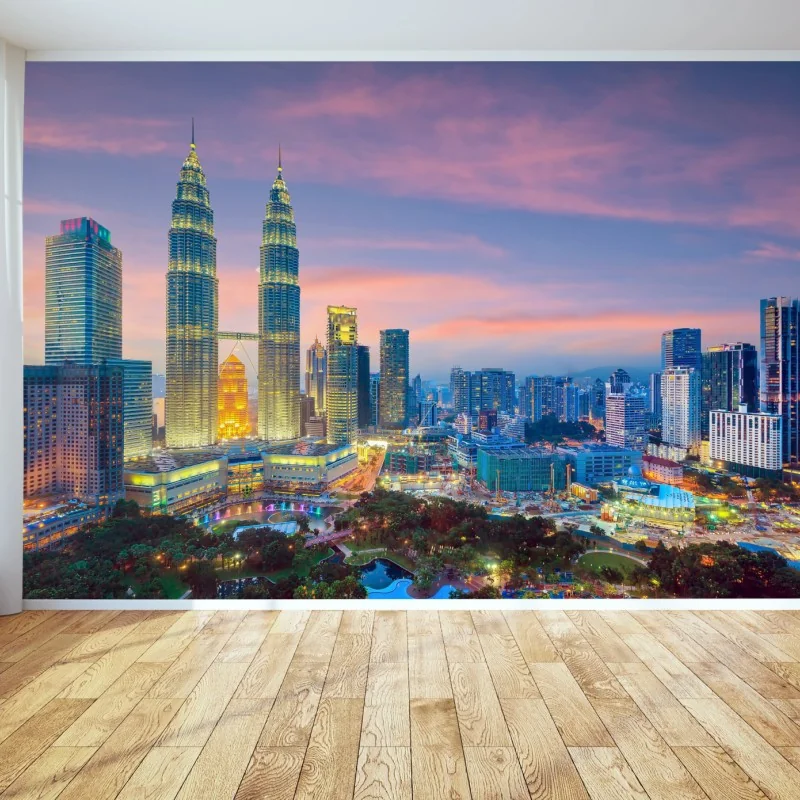 Fototapete Kuala Lumpur skyline bei dämmerung