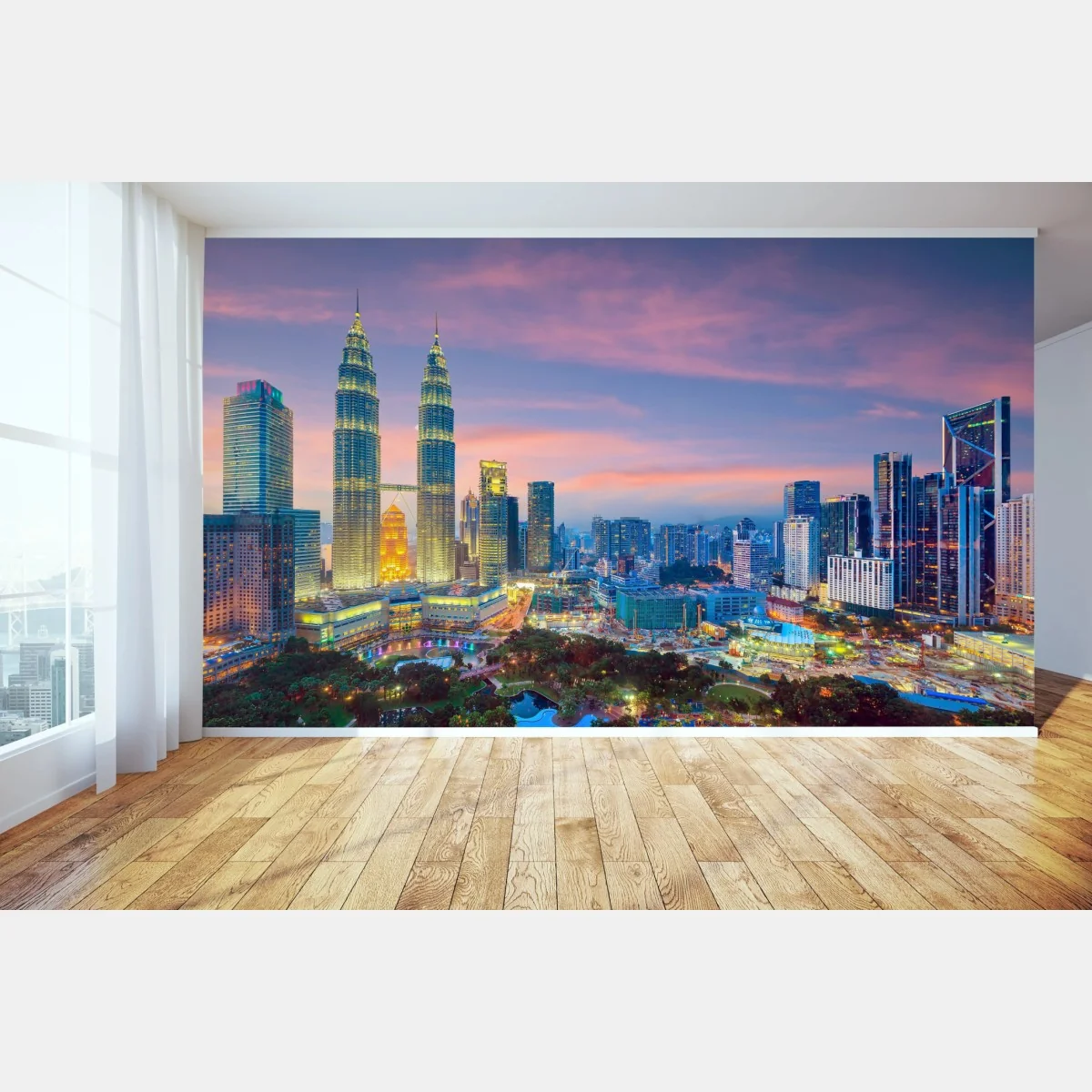 Fototapete Kuala Lumpur skyline bei dämmerung – Wallnifity®