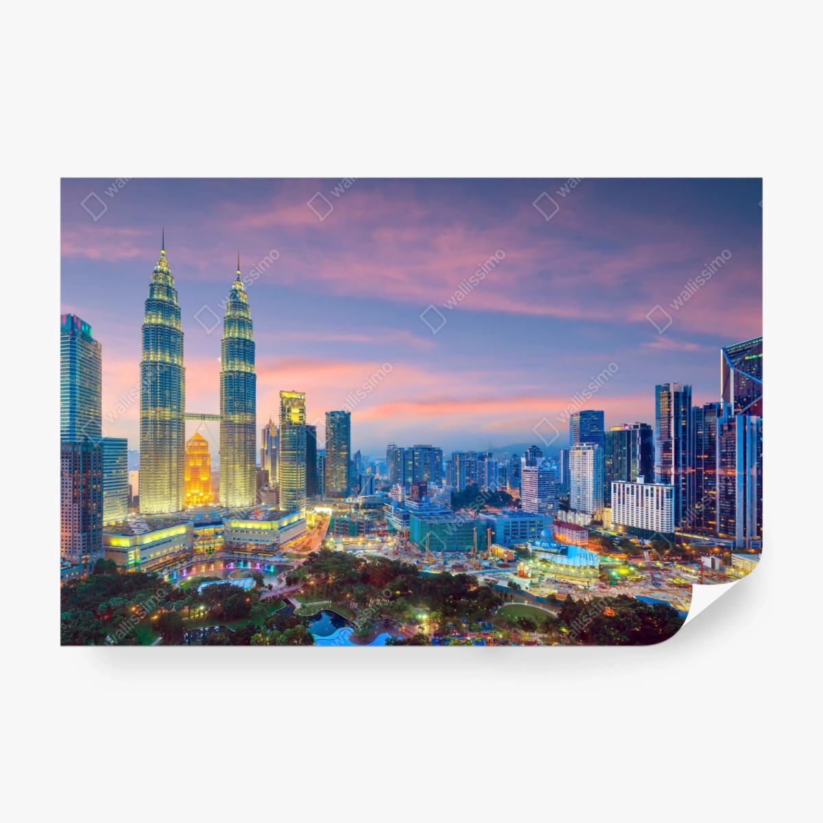 Fototapete Kuala Lumpur skyline bei dämmerung – Wallnifity®